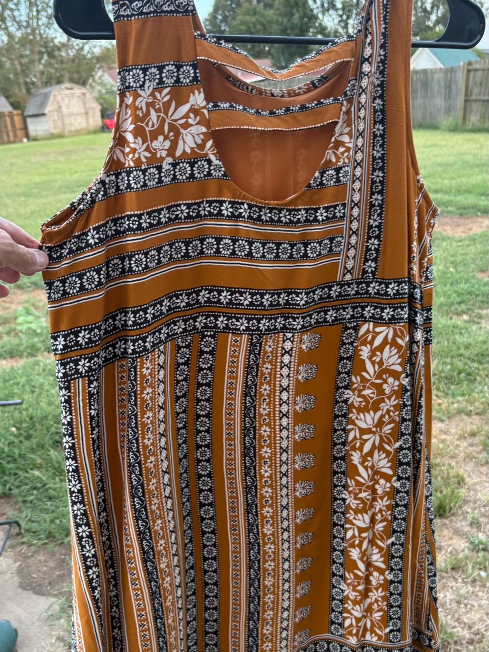 Maurices Mustard Black and White Printed Tank Dress